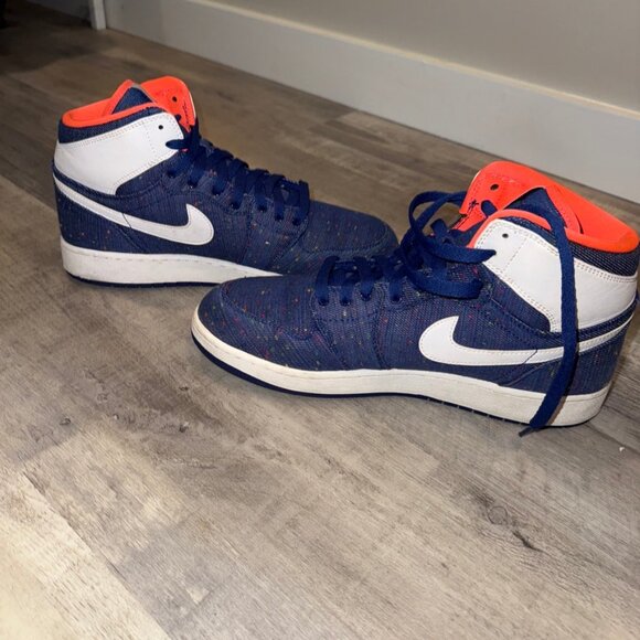 Jordan 1 High GG - Deep Royal Splatter - 9.5M (Youth Extended Run, its a 9.5Y/M) - Picture 2 of 10